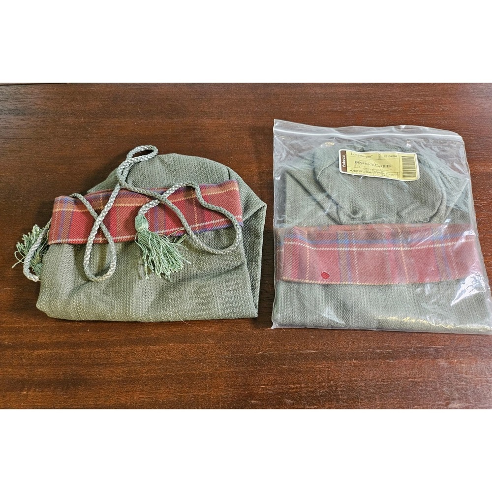 Longaberger Toboso Sage Fabric Wine Spirits Gift Bag Holder Set of 2
